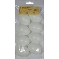 8x Plastic eitjes wit 6 cm decoratie/versiering - Feestdecoratievoorwerp - thumbnail