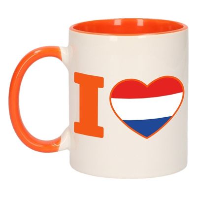 I love Holland mok/ beker oranje wit 300 ml I love Holland mok/ beker oranje wit 300 ml