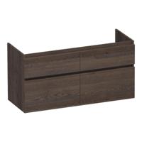 Brauer Delight - Onderkast - 120 cm - met 4 Softclose Lades Greeploos en 2 Sifon Uitsparingen - Lamellen Eiken Zwart