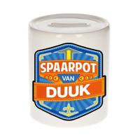 Kinder spaarpot met naam - Duuk - keramiek - met dop - wit - Sparen - Spaargeld van Duuk