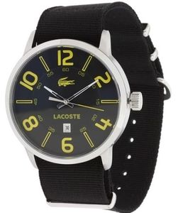 Lacoste horlogeband 2010511 / 2010513 / LC-44-1-14-2213 Nylon / perlon Zwart 24mm + zwart stiksel