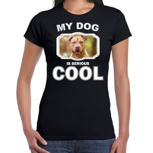 Honden liefhebber shirt Staffordshire bull terrier my dog is serious cool zwart voor dames