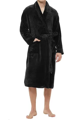 HL-tricot heren Fleece Badjas - Comfort - Warme winter ochtendjas - Zwart, Grijs, Donkerblauw