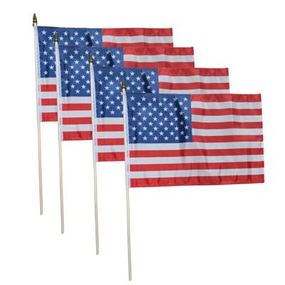 Luxe zwaaivlag Amerika - 4x - USA - op stok - 30 x 45 cm - landen versiering Luxe zwaaivlag Amerika - 4x - USA - op stok - 30 x 45 cm - landen versiering