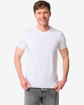HEMA Heren T-shirts slim fit o-hals - 2 stuks wit (wit)