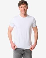 HEMA Heren T-shirts slim fit o-hals - 2 stuks wit (wit)