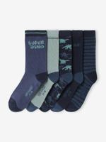 Set van 5 paar sokken "Super dino" jongen marineblauw