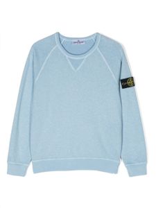 Stone Island Junior sweat en coton à patch logo - Bleu