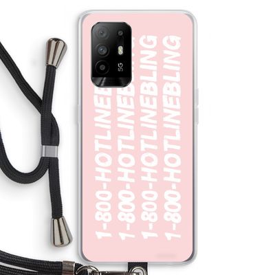 Hotline bling pink: Oppo A95 5G Transparant Hoesje met koord