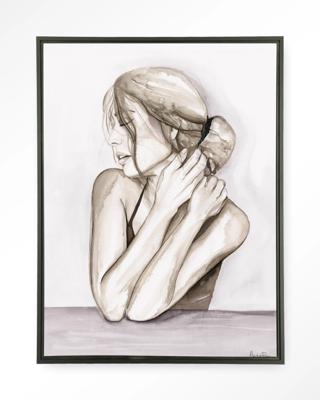 Urban Cotton Wandkleed 'Female Touch' 110 x 145cm in Floating Frame - black