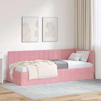 Hoekbedframe met hoofdeinde Roze 80 cm x 200 cm Stof