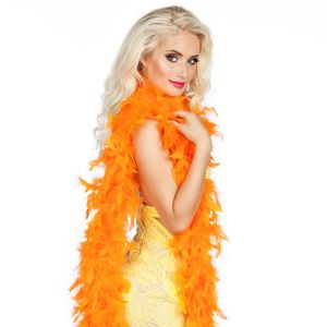 Boland Carnaval verkleed boa met veren - oranje - 180 cm - 50 gram - Glitter and Glamour   -