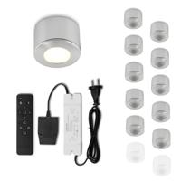 Set Led opbouwspot met afstandsbediening Parma zilver 3W dimbaar IP44 1-12 stuks