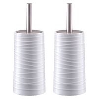 2x Stuks WC/Toiletborstel houder - wit - keramiek - D11 x 32 cm - wave relief