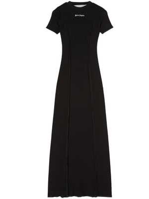 Palm Angels robe longue en coton à logo brodé - Noir