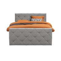 Leen Bakker - Boxspring Met Voetbord Liv Geruit - Licht - 160x200 Cm - Slanke Poot - Stof - Grijs