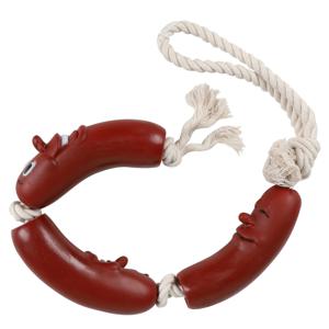 Honden speelgoed - worsten/worstjes aan koord - 56 cm - PVC