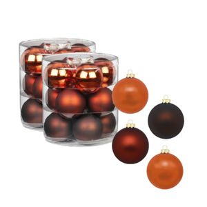 24x stuks glazen kerstballen kastanje bruin 8 cm glans en mat