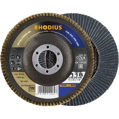 Rhodius 211330 Lamellenschijf Diameter 115 mm Boordiameter 22.23 mm Korrelgrootte (num) 120 RVS, Staal 1 stuk(s)