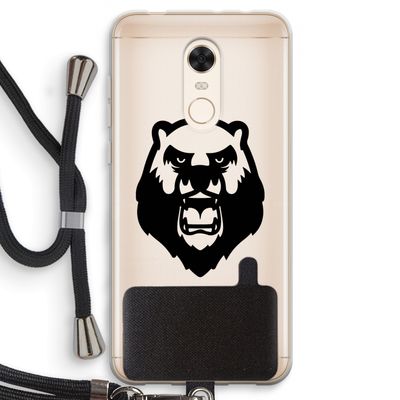 Angry Bear (black): Xiaomi Redmi 5 Transparant Hoesje met koord