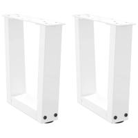 Eettafelpoten 2 st V-vormig 30x(30-31,3) cm staal wit
