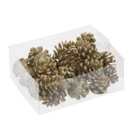 Othmar Decorations Decoratie dennenappels - 24x - glitter goud - 4,5 cm - kerststukje
