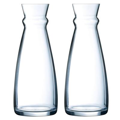 Arcoroc Glazen schenkkan/karaf - 2x stuks - 1 liter - Sapkannen/waterkannen/schenkkannen