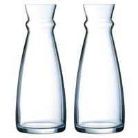 Arcoroc Glazen schenkkan/karaf - 2x stuks - 1 liter - Sapkannen/waterkannen/schenkkannen