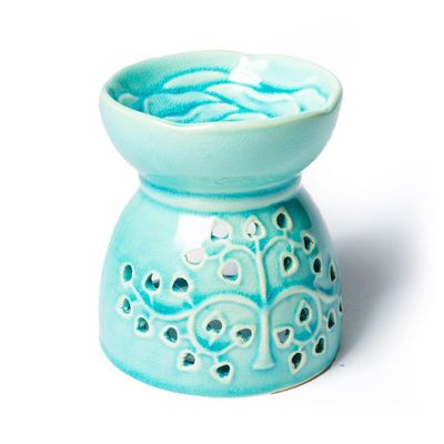 Olieverdamper Levensboom Turquoise Keramiek (11 x 9.5 cm)