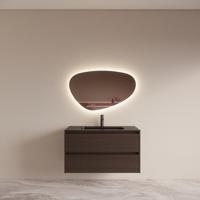 Badmeubelset BWS Riga met Asia Wastafel Zwart 100 cm Bruin Eiken