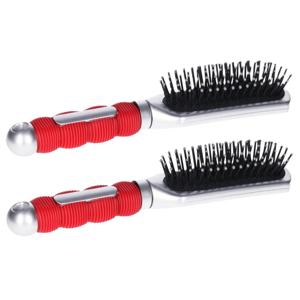 Haarborstel Hairmaster - 2x - zilver met rood handvat - 23 x 5 cm - kunststof - heren/dames/kinderen