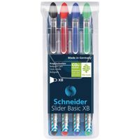 Schneider Schreibgeräte Slider Basic Zwart, Blauw, Groen, Rood Stick balpen Extra vet 4 stuk(s) - thumbnail