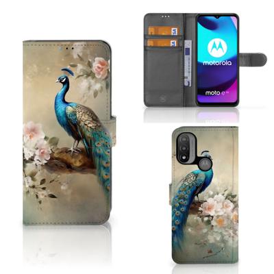 Telefoonhoesje | Met pasjeshouder | voor Motorola Moto E20 | E30 | E40 Vintage Pauwen