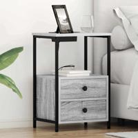 Nachtkastje met Oplaadstation 2 pcs Grijs sonoma Bewerkt hout