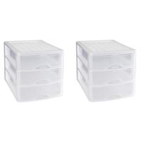 PlasticForte Ladeblok - 3x stuks - 3 lades - wit - L35,5 x B27 x H26 cm - bureau organizer