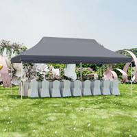 Uitschuifbare Tent 300 x 600 cm Waterdichte Opvouwbare Partytent met Draagtas Zonwering Stevig Buitenprieel voor Strand Bruiloft Grijs