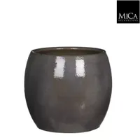 Mica Decorations lester ronde pot donkergrijs maat in cm: 22 x 24 - thumbnail