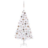 VidaXL Kunstkerstboom met verlichting en kerstballen 150 cm PVC wit