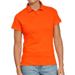 Oranje poloshirt / polo t-shirt basic van katoen voor dames 2XL (44)  -