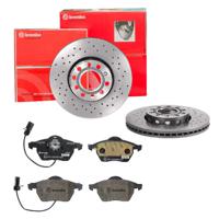 Remmenset, remschijf BREMBO, Remschijftype: Geperforeerd / Geventileerd, Inbouwplaats: Vooras, u.a. für Audi, Skoda, Seat