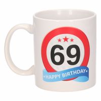 Verjaardag 69 jaar verkeersbord mok / beker   -