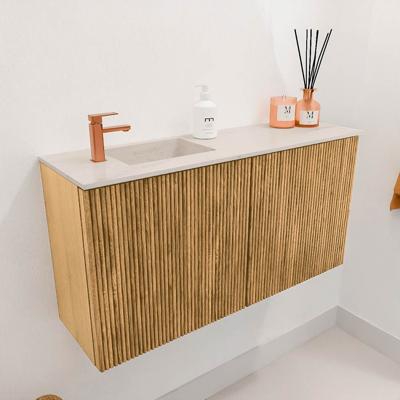 Toiletmeubel Mondiaz Joya Dlux | 80 cm | Meubelkleur Oak | Faye wastafel Meli Wasbak Links | 1 kraangat