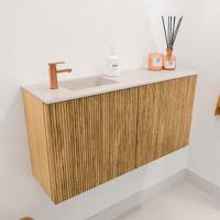 Toiletmeubel Mondiaz Joya Dlux | 80 cm | Meubelkleur Oak | Faye wastafel Meli Wasbak Links | 1 kraangat