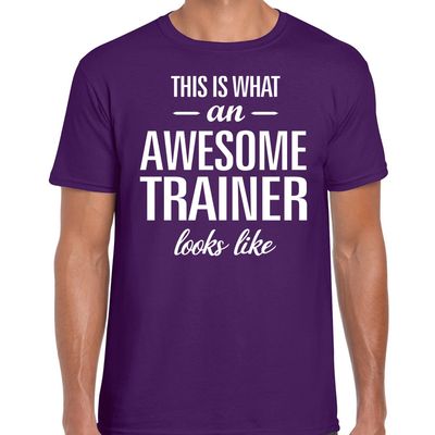 Awesome trainer cadeau t-shirt paars voor heren Awesome trainer cadeau t-shirt paars voor heren