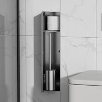 Toiletborstelset SaniClear Hide | Inbouw | Met rolhouder | Betegelbaar | RVS Toiletborstelset SaniClear Hide | Inbouw | Met rolhouder | Betegelbaar | RVS