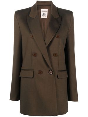 Semicouture blazer en laine mélangée à boutonnière croisée - Vert
