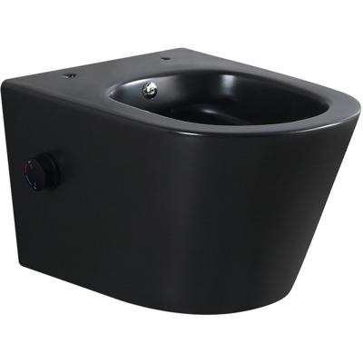 Wandcloset Wiesbaden Vesta | 52 cm | Rimless | Bidet functie-warm en koud water | Excl.Toiletzitting | Keramiek | Mat zwart