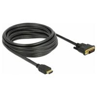 Delock 85656 HDMI-kabel HDMI / DVI Aansluitkabel HDMI-A-stekker, DVI-D 24+1-polige stekker 5 m Zwart Afgeschermd (drievoudig), Vergulde steekcontacten