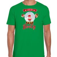 Fout kersttrui t-shirt voor heren - Kerstman sneeuwbol - groen - Shake Your Booty