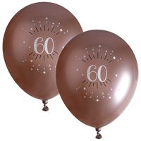 Verjaardag leeftijd ballonnen 60 jaar - 12x - rosegoud - 30 cm - Feestartikelen/versieringen